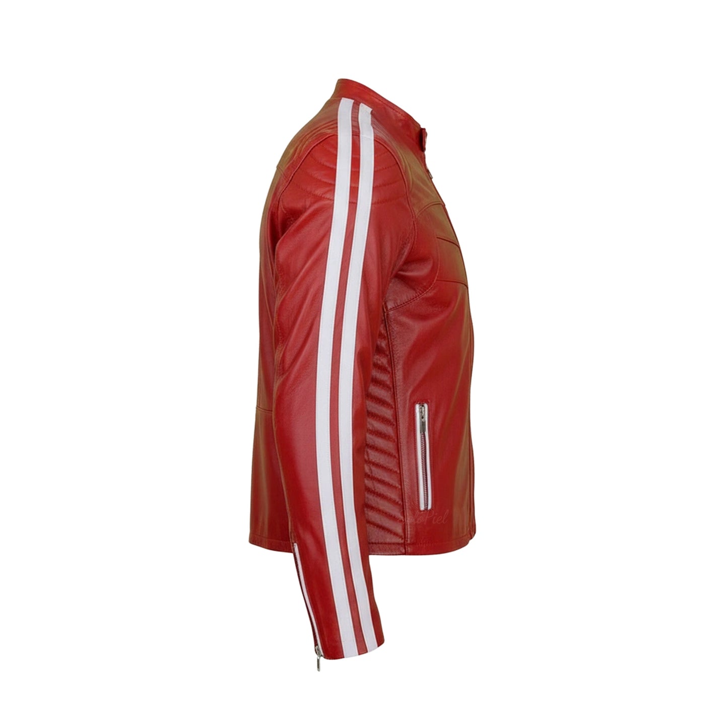 Chamarra de Piel de Borrego para Caballero Combinada Con Franjas Jasso