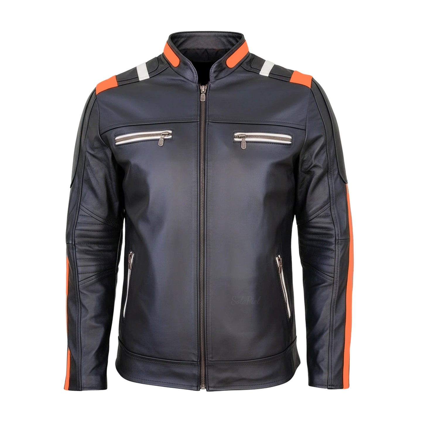 Chamarra de Piel de Borrego Para Caballero Combinada Con Franjas Lucca