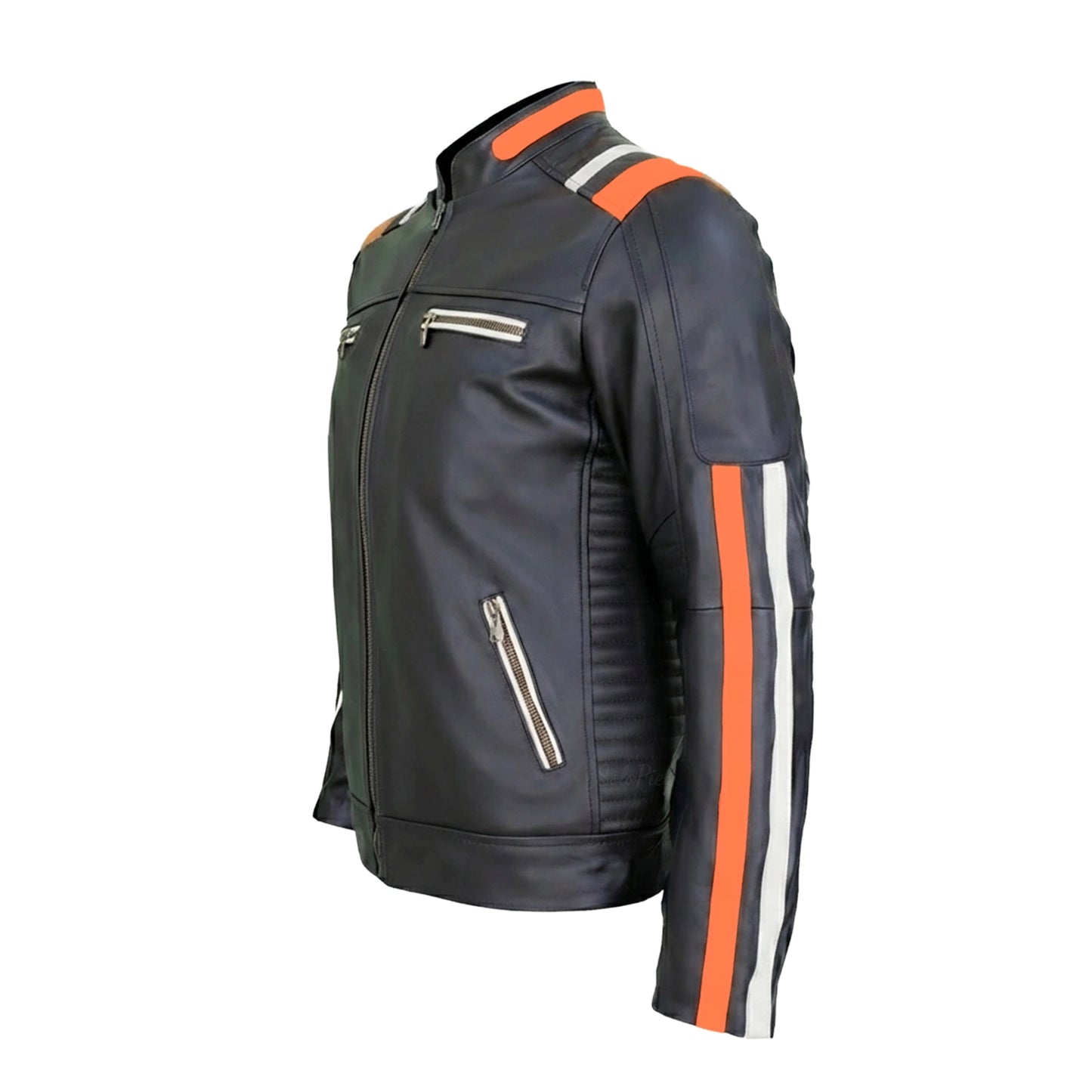 Chamarra de Piel de Borrego Para Caballero Combinada Con Franjas Lucca