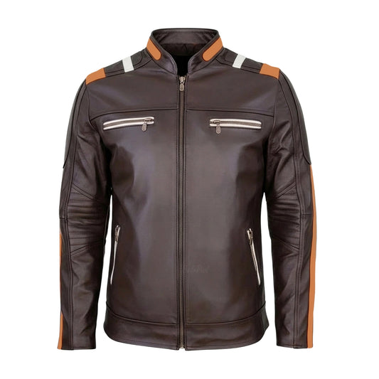 Chamarra de Piel de Borrego Para Caballero Combinada Con Franjas Lucca