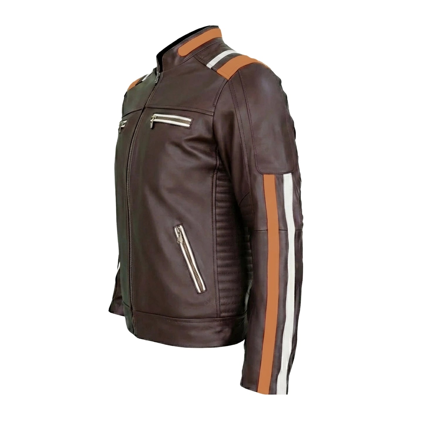 Chamarra de Piel de Borrego Para Caballero Combinada Con Franjas Lucca