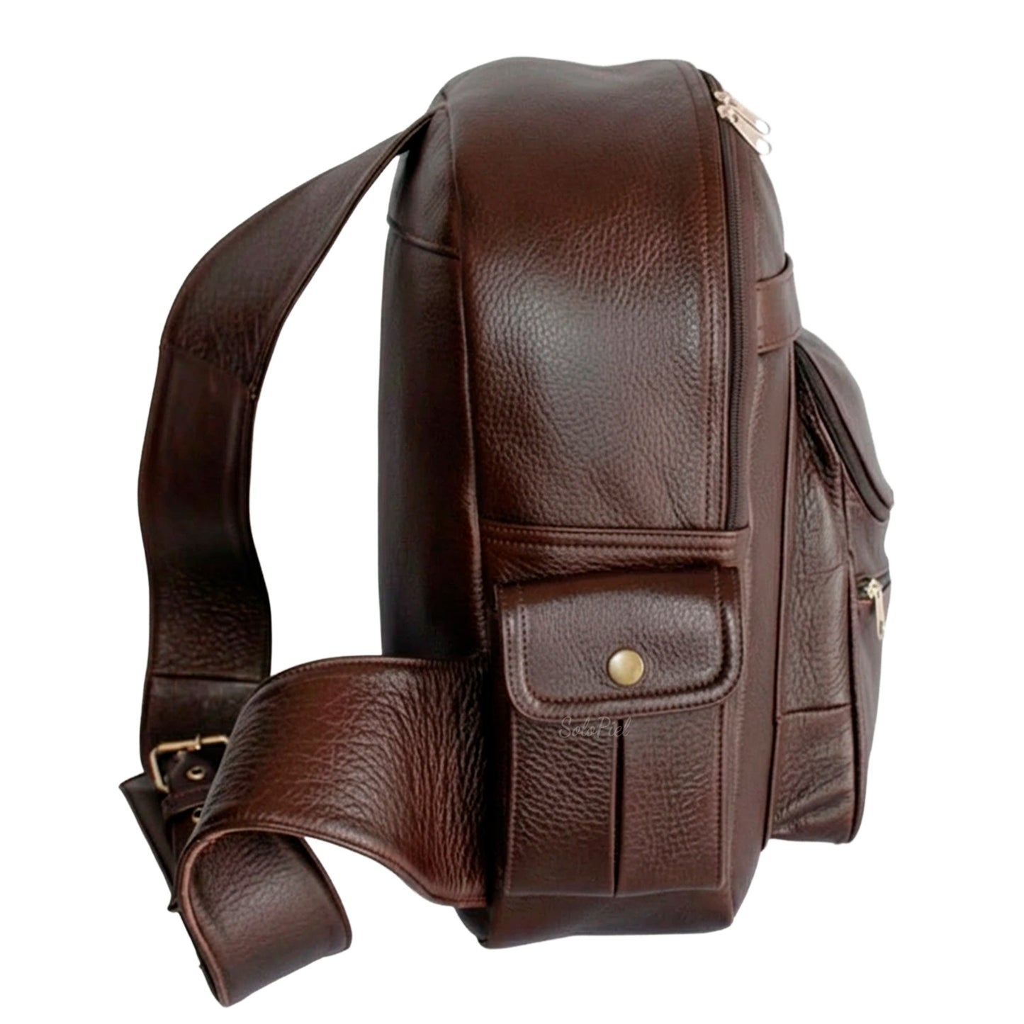 Mochila Backpack de Piel con Hombrera Cruzada