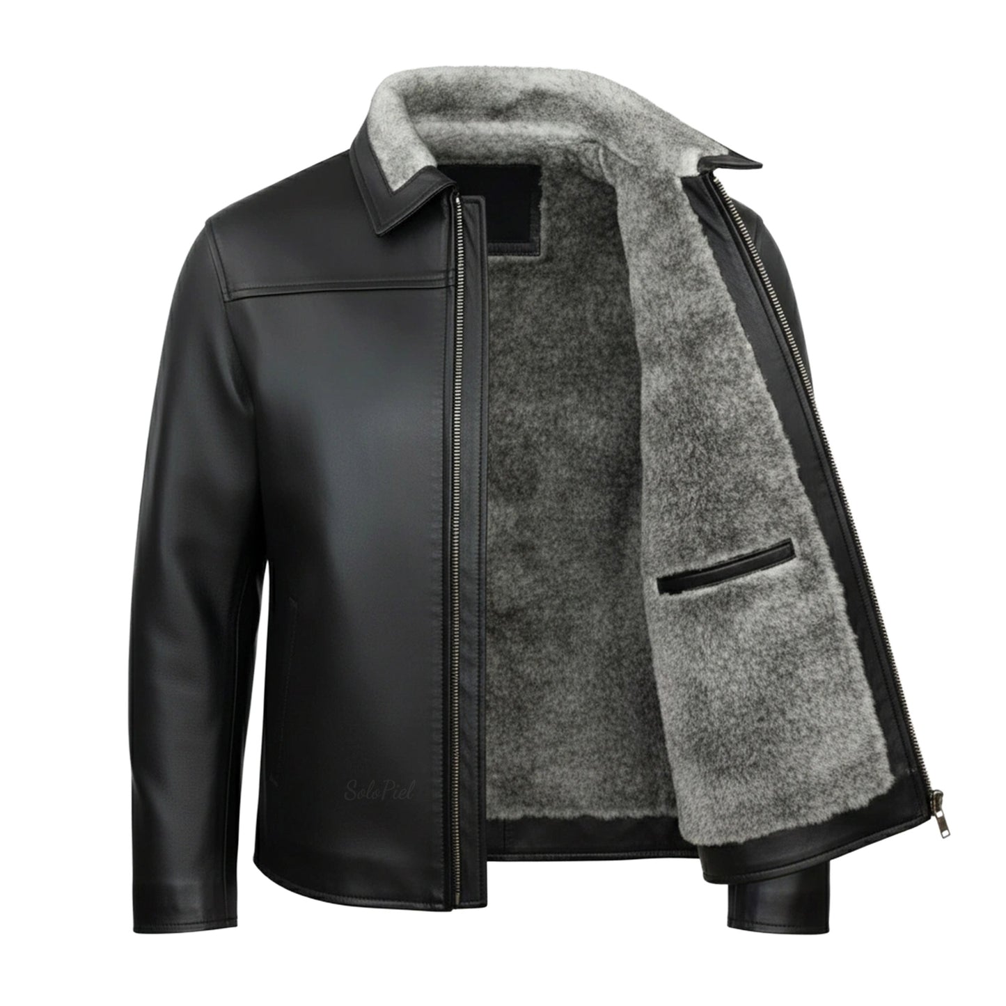 Chamarra de Piel de Borrego para Caballero Forro de Lana Sintética Marcos