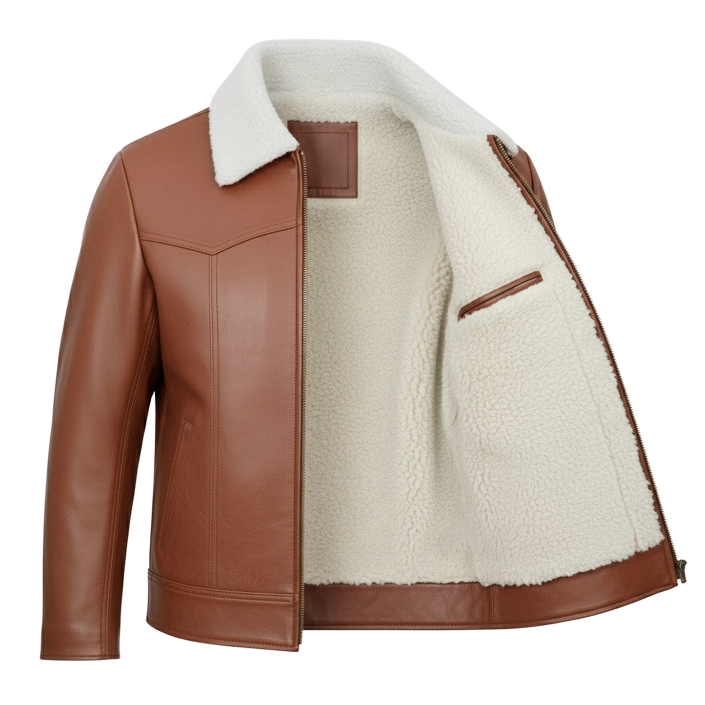 Chamarra de Piel Para Caballero con Forro de Borrega Mateo