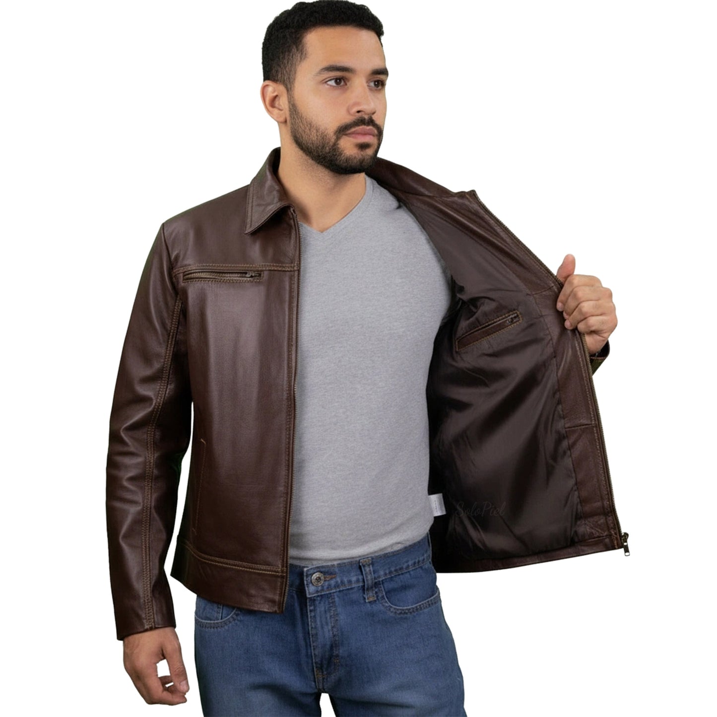 Chamarra de Piel de Borrego para Caballero Cuello Sport Missael