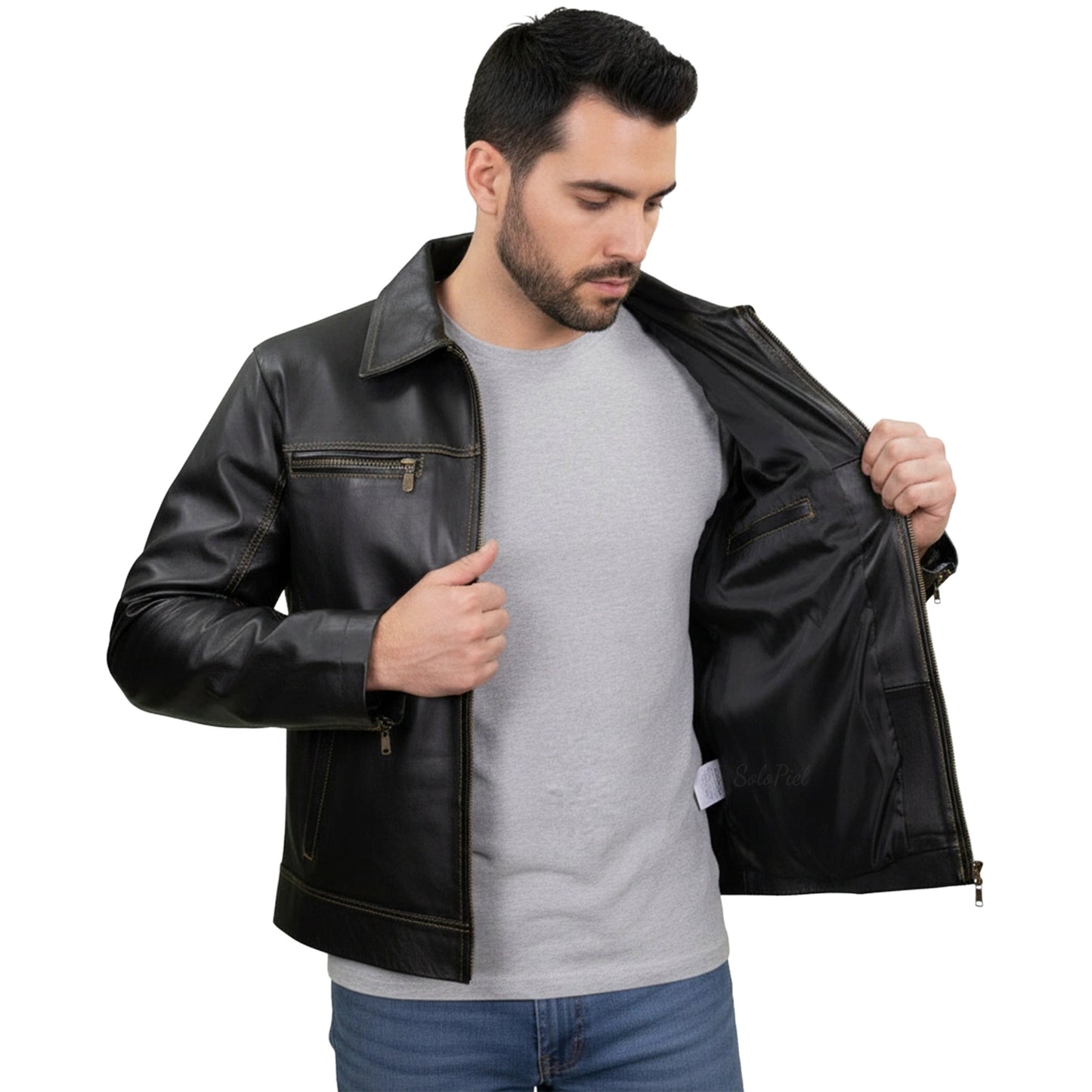 Chamarra de Piel de Borrego para Caballero Cuello Sport Missael