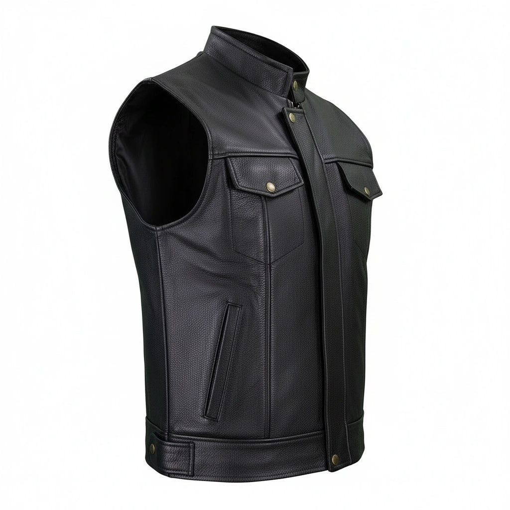Chaleco de Piel Gruesa Para Caballero Biker