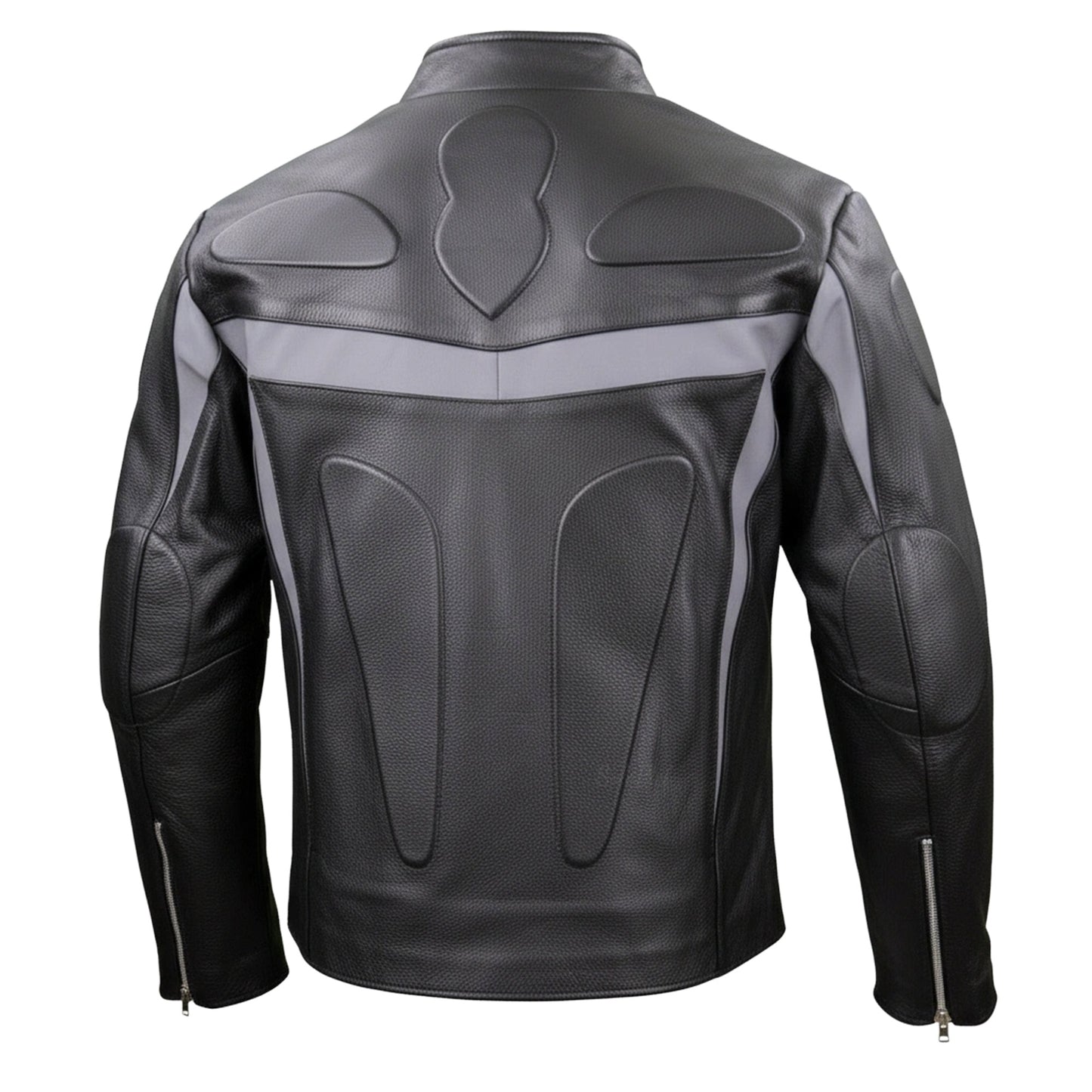 Chamarra de Piel de Res Gruesa para Caballero con Reflejantes y Protecciones Biker