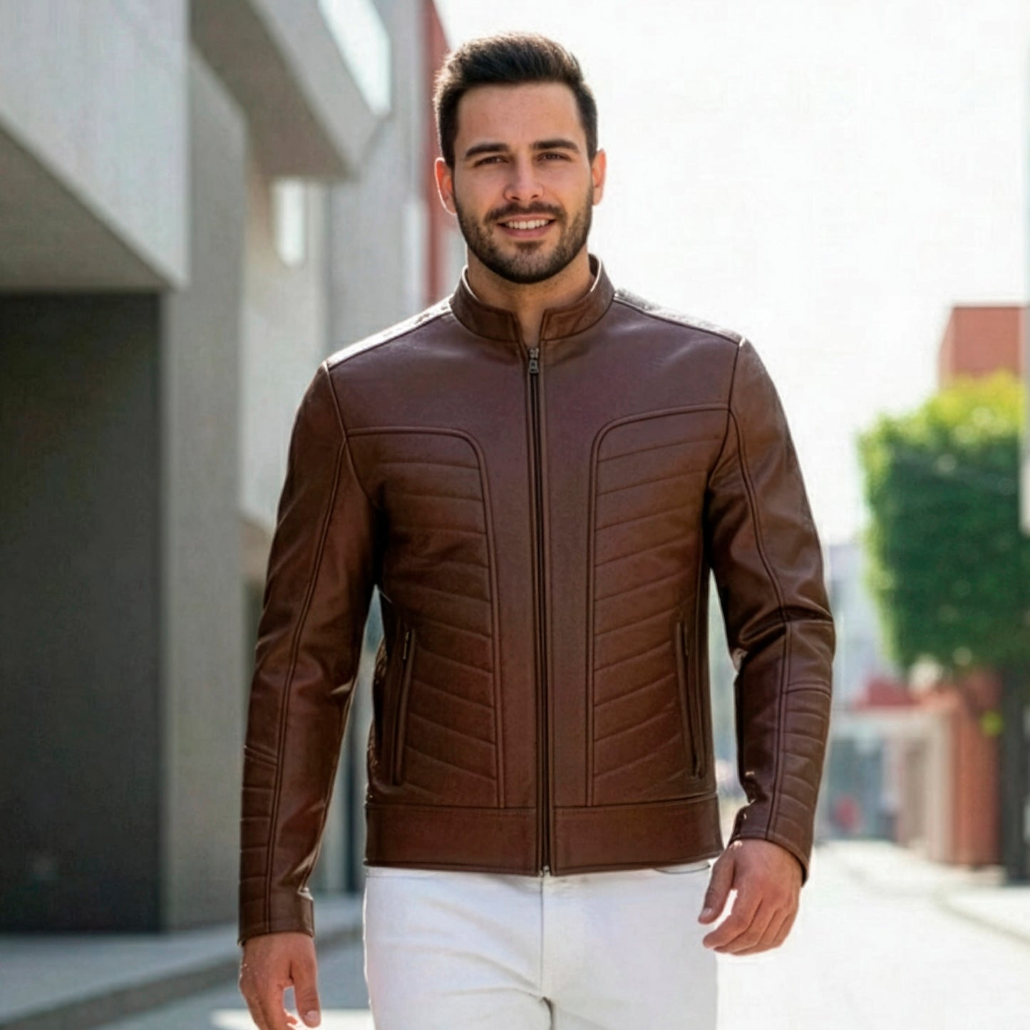 Chamarra de Piel de Borrego para Caballero Cuello Mao Robin