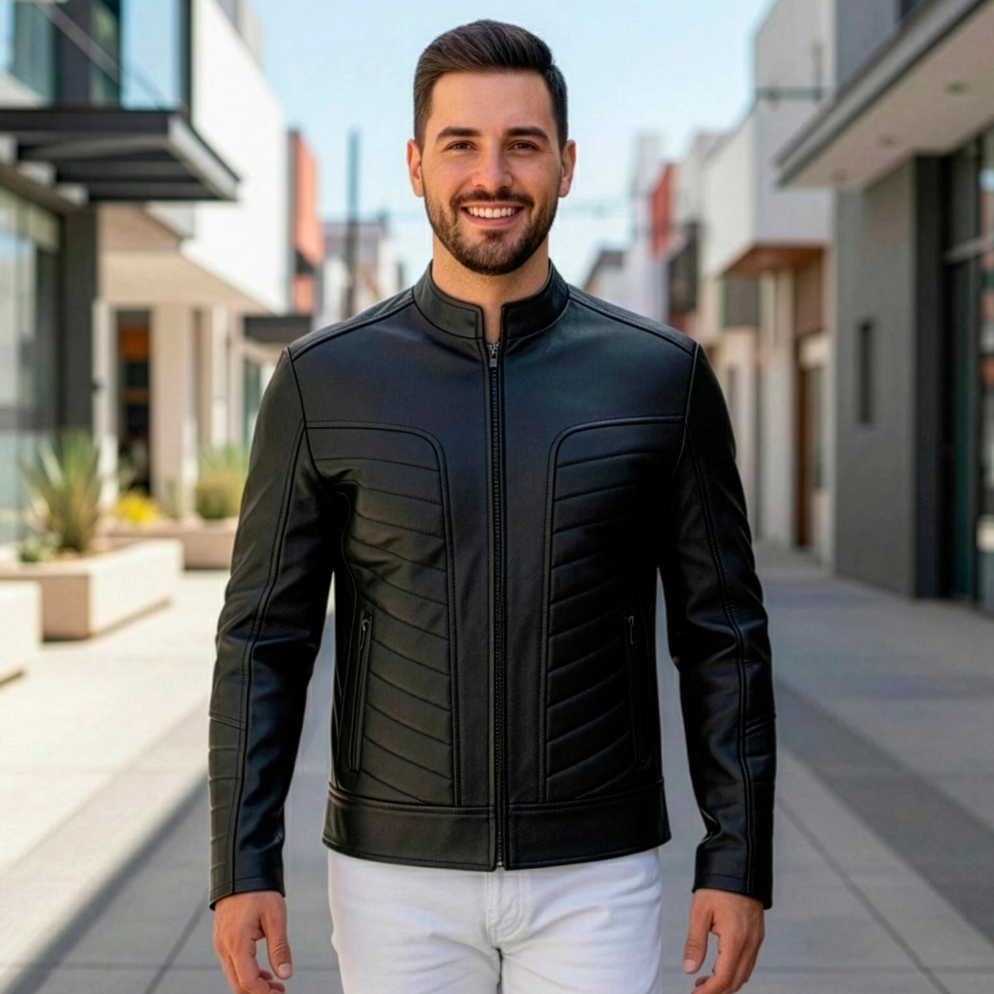 Chamarra de Piel de Borrego para Caballero Cuello Mao Robin