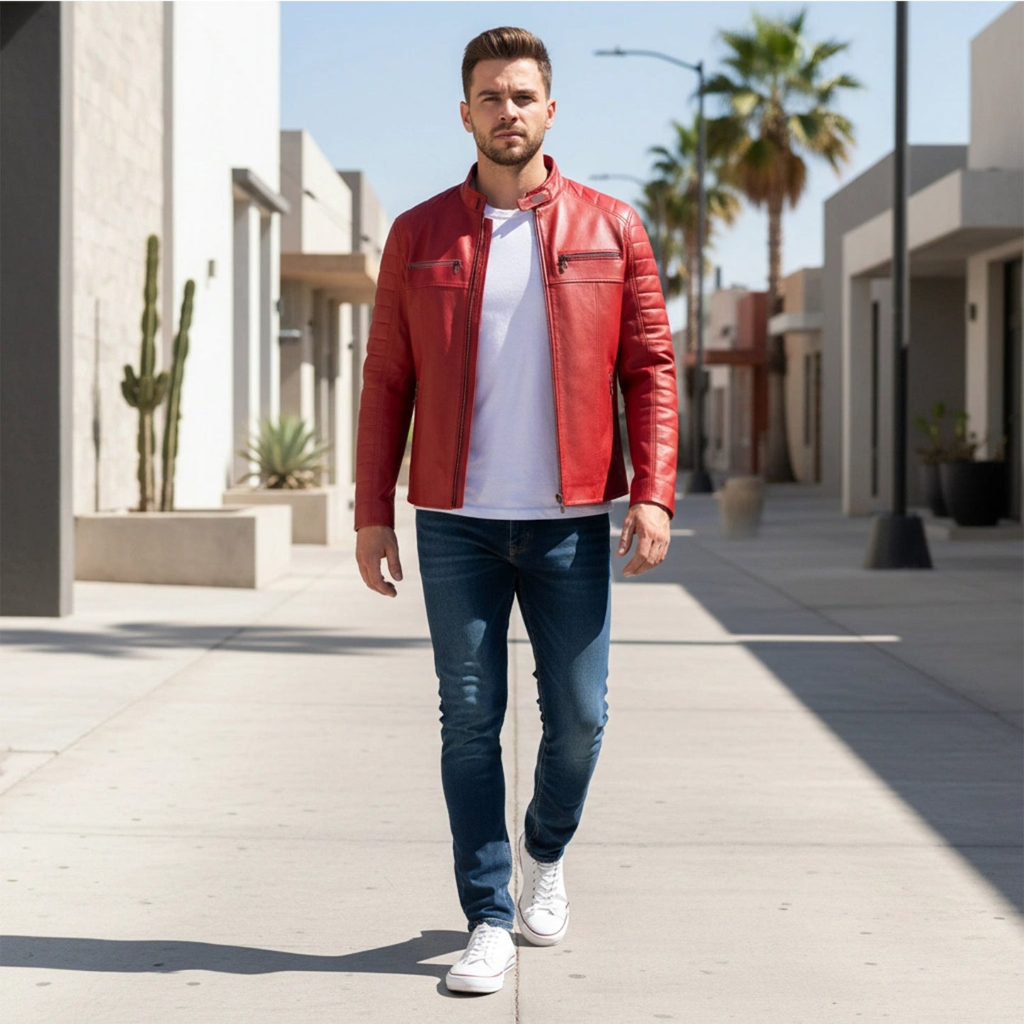 Chamarra de Piel de Borrego para Caballero Slim Cuello Mao Sammy