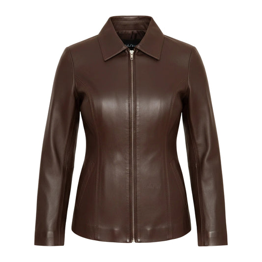 Chamarra de Piel de Borrego para Dama Corte a la Cadera Cuello Deportivo Shakira