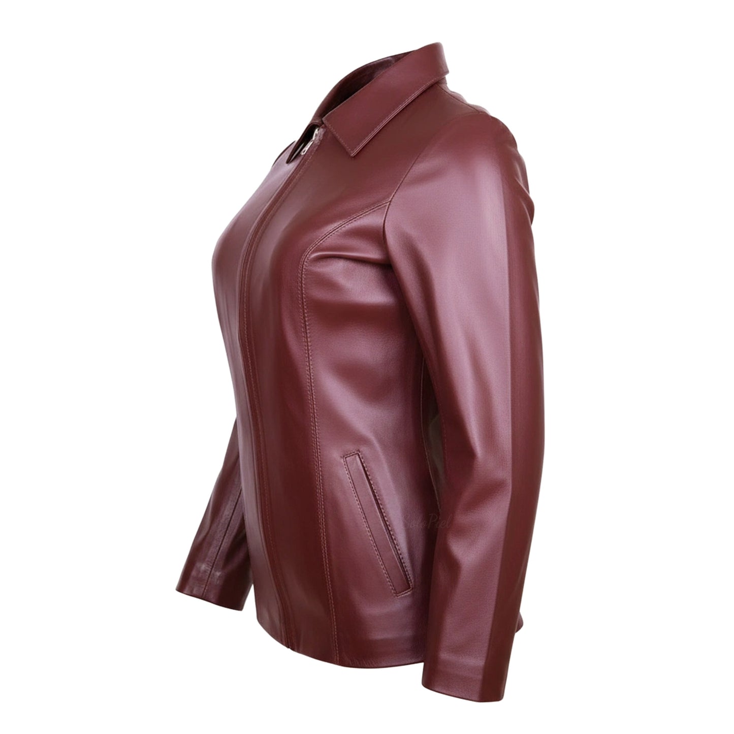 Chamarra de Piel de Borrego para Dama Corte a la Cadera Cuello Deportivo Shakira