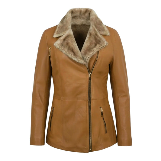Chamarra de Piel de Borrego para Dama Corte Cazadora Con Forro de Borrega Yamilet