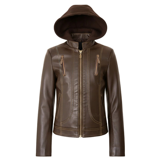 Chamarra de Piel Para Niña Con Capucha Desmontable Zoe