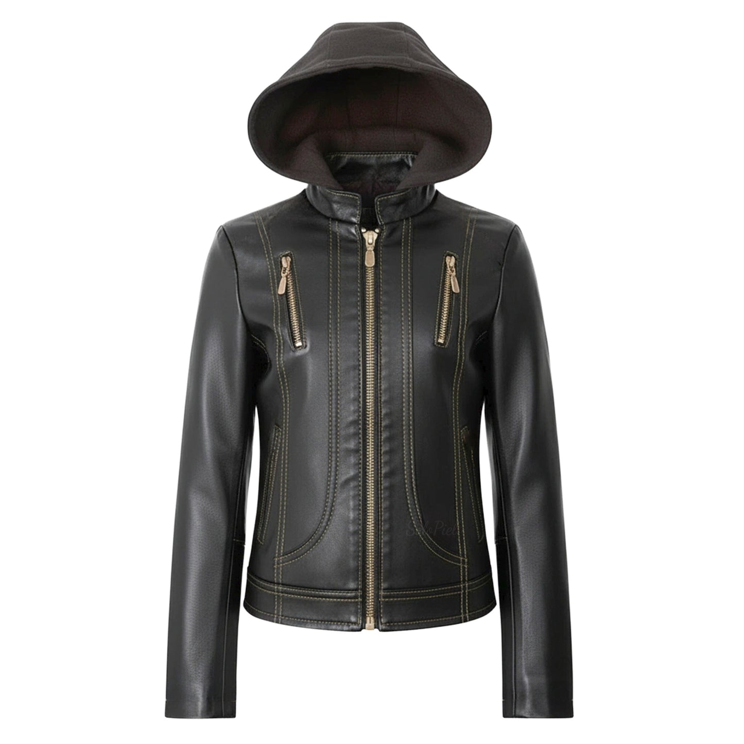 Chamarra de Piel Para Niña Con Capucha Desmontable Zoe