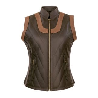 Chaleco de Piel de Borrego Combinado para Dama Amanda Corte Slim Fit | Solopiel Cuero Genuino