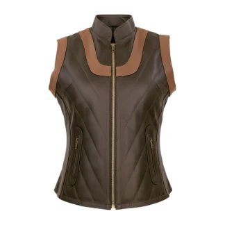 Chaleco de Piel de Borrego Combinado para Dama Amanda Corte Slim Fit | Solopiel Cuero Genuino