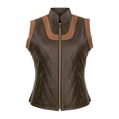 Chaleco de Piel de Borrego Combinado para Dama Amanda Corte Slim Fit
