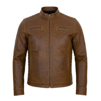 Chamarra de Piel de Borrego para Caballero Crackelada para Caballero Andy Corte Slim Fit | Solopiel Cuero Genuino