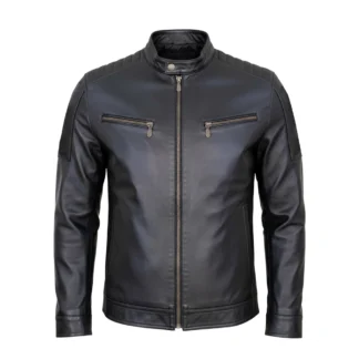 Chamarra de Piel de Borrego Para Caballero Corte Moderno Black Corte Slim Fit | Solopiel Cuero Genuino