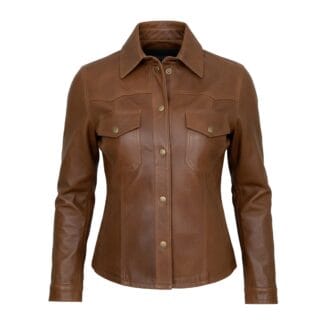 Camisa de Piel Para Dama Estilo Vaquero Corte Regular | Solopiel Cuero Genuino