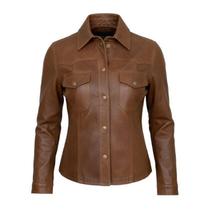 Camisa de Piel Para Dama Estilo Vaquero Corte Regular