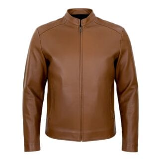 Chamarra de Piel de Borrego para Caballero Cuello Mao Cinnamon Corte Regular