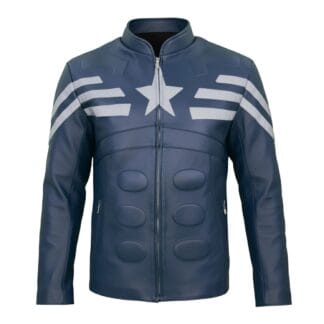 Chamarra de Piel de Borrego para Caballero Estilo Capitán América Corte Slim Fit