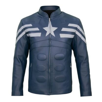 Chamarra de Piel de Borrego para Caballero Estilo Capitán América Corte Slim Fit