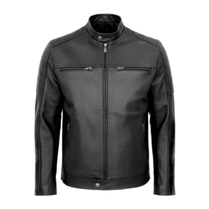 Chamarra de Piel de Borrego Para Caballero con Cuello Mao David Corte Slim Fit