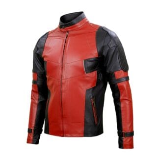 Chamarra de Piel de Borrego para Caballero Estilo Deadpool Corte Slim Fit