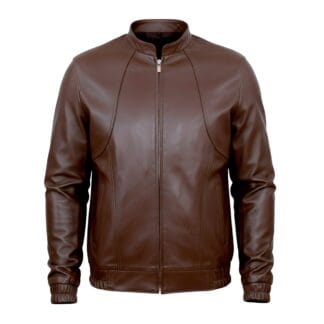 Chamarra de Piel de Borrego para Caballero Con Elástico Y Cuello Mao Deportiva Corte Regular