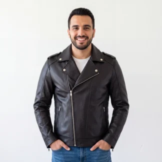 Chamarra de Piel de Borrego para Caballero Estilo Rockero Ligera DYLAN Corte Slim Fit