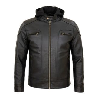Chamarra de Piel de Borrego para Caballero Con Capucha Desmontable Eduardo Corte Slim Fit | Solopiel Cuero Genuino