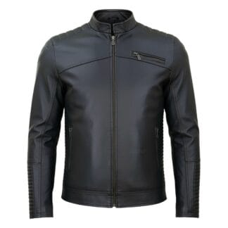 Chamarra de Piel de Borrego para Caballero Cuello Mao Eliut Corte Slim Fit — Solopiel.net