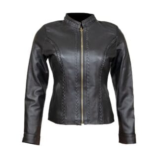 Chamarra de Piel Para Dama con Tejido Karla Corte Slim Fit | Solopiel Cuero Genuino