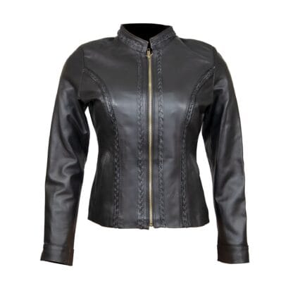 Chamarra de Piel Para Dama con Tejido Karla Corte Slim Fit