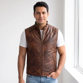 Chaleco de piel para caballero Leonel