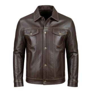 Chamarra de Piel de Borrego para Caballero Estilo Mezclilla Corte Slim Fit