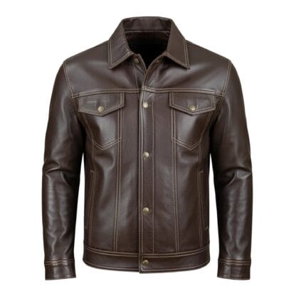 Chamarra de Piel de Borrego para Caballero Estilo Mezclilla Corte Slim Fit
