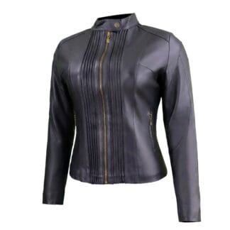 Chamarra de Piel de Borrego Con Detalles Drapeados para Dama Marisol Corte Slim Fit | Solopiel Cuero Genuino