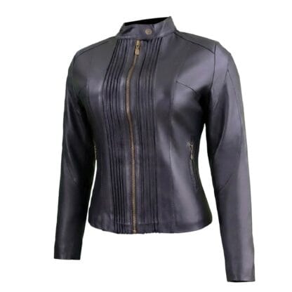 Chamarra de Piel de Borrego Con Detalles Drapeados para Dama Marisol Corte Slim Fit