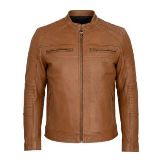 Chamarra de Piel de Borrego Para Caballero con Cuello Mao Ramses Corte Slim Fit