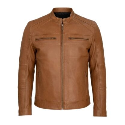 Chamarra de Piel de Borrego Para Caballero con Cuello Mao Ramses Corte Slim Fit