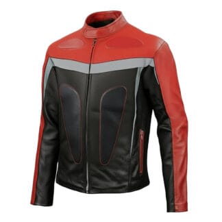 Chamarra de Piel de Res Gruesa para Caballero con Reflejantes y Protecciones Biker Corte Regular | Solopiel Cuero Genuino
