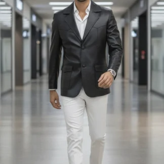 Saco Vaquero de Piel de Borrego para Caballero Corte Slim Fit | Solopiel Cuero Genuino