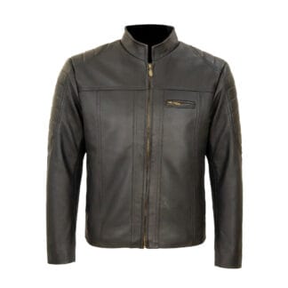 Chamarra de Piel de Borrego Para Caballero con Cuello Mao Saul Corte Slim Fit