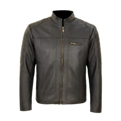 Chamarra de Piel de Borrego Para Caballero con Cuello Mao Saul Corte Slim Fit