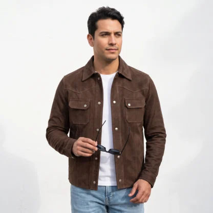 Camisa de Piel Nobuck Para Caballero Corte Regular